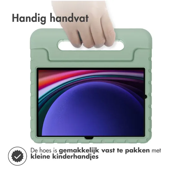 Accezz Kidsproof Backcover met handvat Samsung Galaxy Tab S9 / Tab S9 FE Olijfgroen