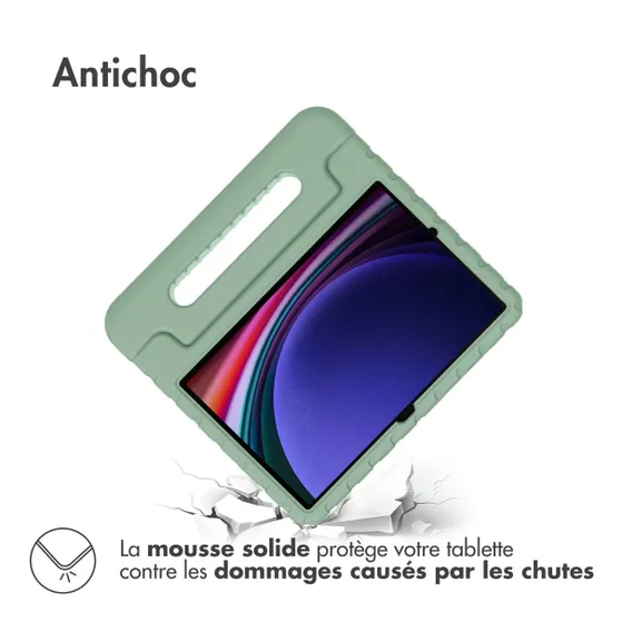Accezz Kidsproof Backcover met handvat Samsung Galaxy Tab S9 / Tab S9 FE Olijfgroen
