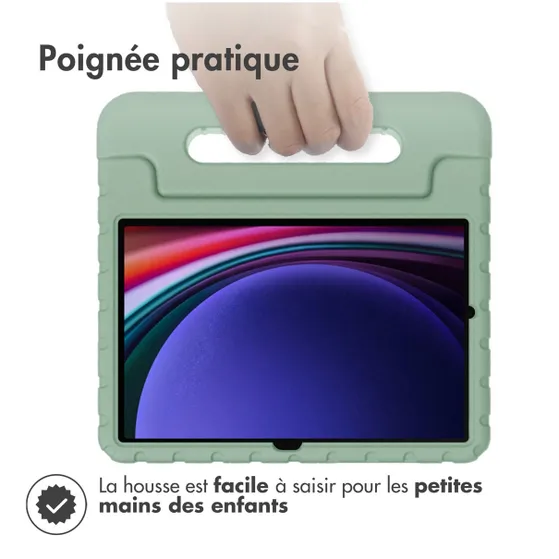 Accezz Kidsproof Backcover met handvat Samsung Galaxy Tab S9 / Tab S9 FE Olijfgroen