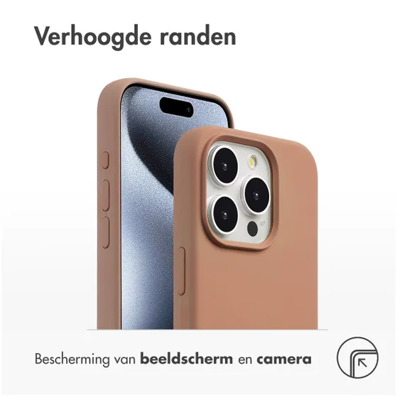 Accezz Liquid Silicone Backcover met MagSafe voor Apple iPhone 15 Pro Lichtbruin