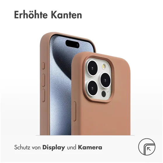 Accezz Liquid Silicone Backcover met MagSafe voor Apple iPhone 15 Pro Lichtbruin