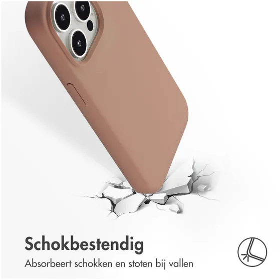 Accezz Liquid Silicone Backcover met MagSafe voor Apple iPhone 15 Pro Max Lichtbruin