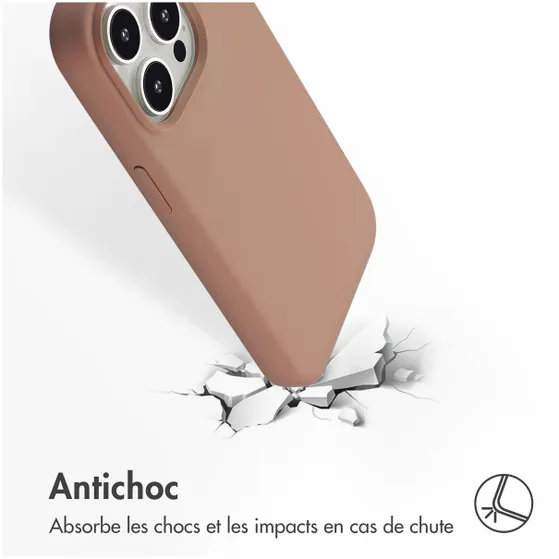 Accezz Liquid Silicone Backcover met MagSafe voor Apple iPhone 15 Pro Max Lichtbruin