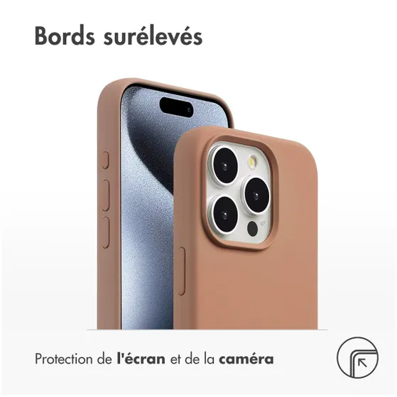 Accezz Liquid Silicone Backcover met MagSafe voor Apple iPhone 15 Pro Max Lichtbruin