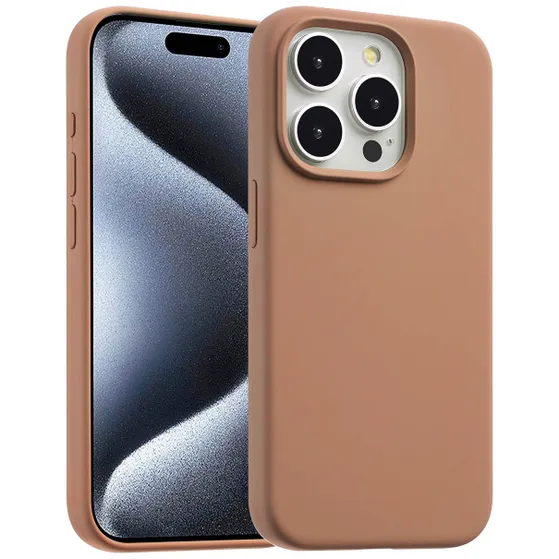 Accezz Liquid Silicone Backcover met MagSafe voor Apple iPhone 15 Pro Max Lichtbruin