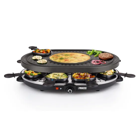 Princess Raclette 8 Oval Grill Party 162700 Zwart