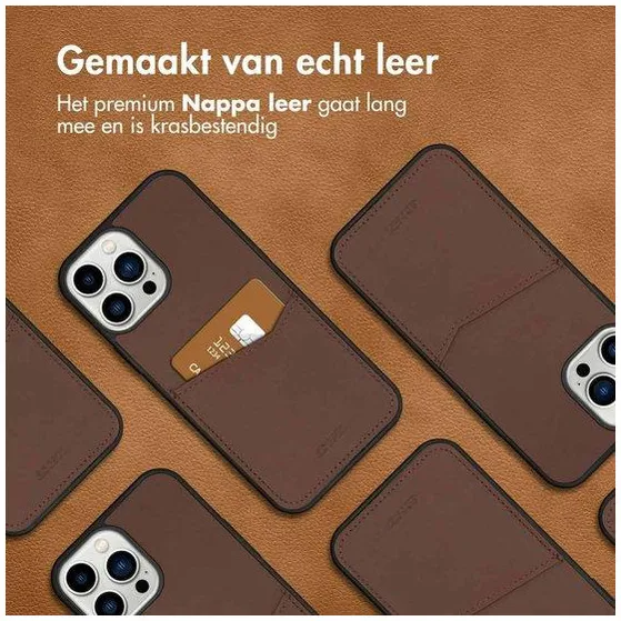 Accezz Premium Leather Card Slot Backcover iPhone 13 Pro Max Bruin