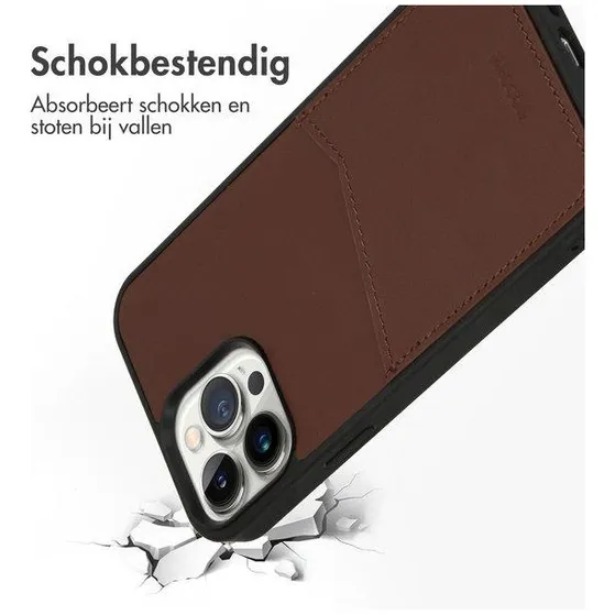 Accezz Premium Leather Card Slot Backcover iPhone 13 Pro Max Bruin