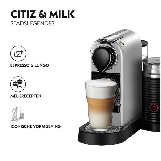 Krups Nespresso Citiz XN761B + Aeroccino Zilver