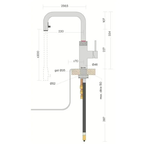 Quooker Flex Square Messing Patina