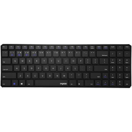 Rapoo Draadloos multimedia toetsenbord Ultra-Slim E9100M QWERTY Zwart