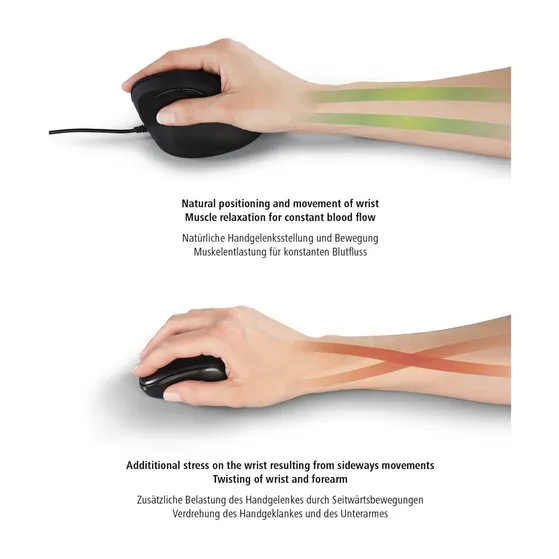 Hama Ergonomische muis EMC-500, met kabel Zwart