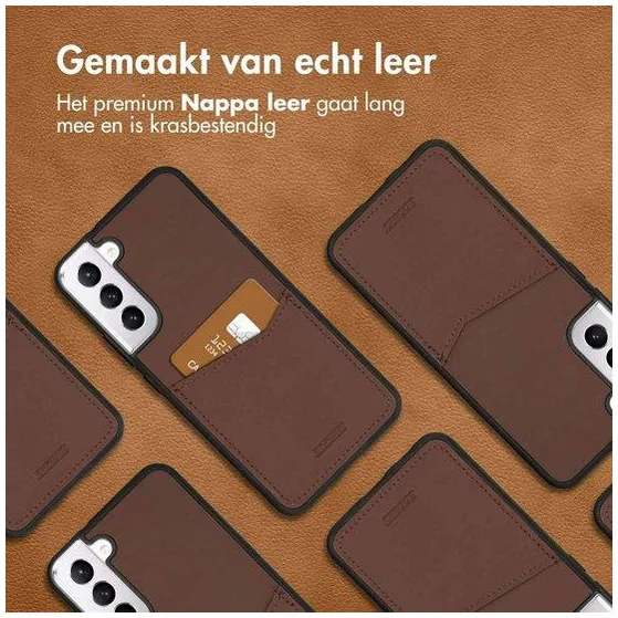 Accezz Premium Leather Card Slot Backcover Samsung Galaxy S22 Plus Bruin
