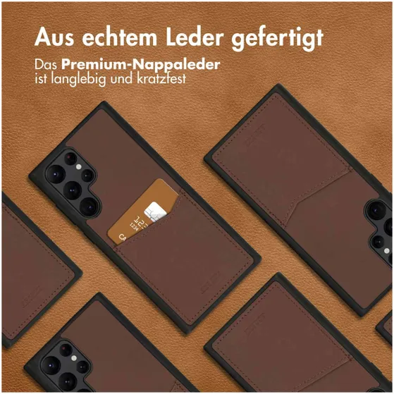 Accezz Premium Leather Card Slot Backcover Samsung Galaxy S22 Ultra Bruin