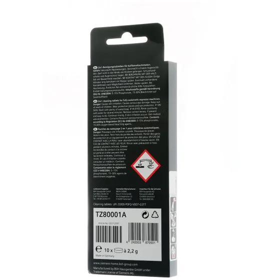 Siemens 10 Reinigingstabletten TZ80001A Wit