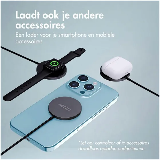 Accezz Wireless MagSafe Charger USB-C - 1 meter Zwart