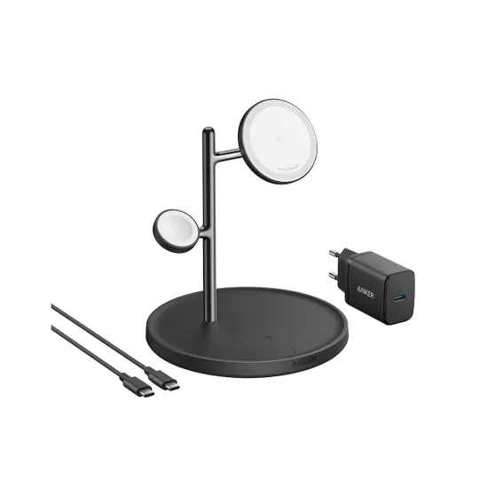 Anker MagGo Magnetic Wireless Charger 15W 3-in-1 Stand EU Plug Zwart