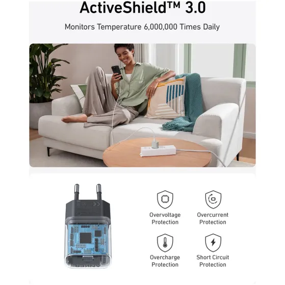 Anker 511 Nano 4 Wall Charger 30W 1C EUPlug Zwart