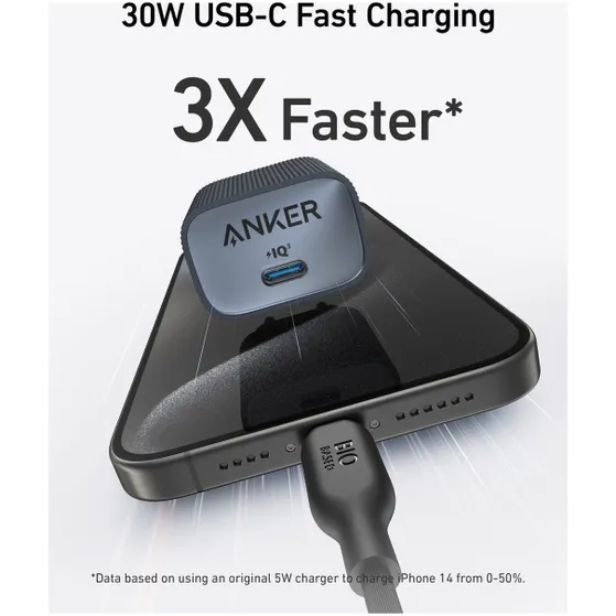 Anker 511 Nano 4 Wall Charger 30W 1C EUPlug Zwart