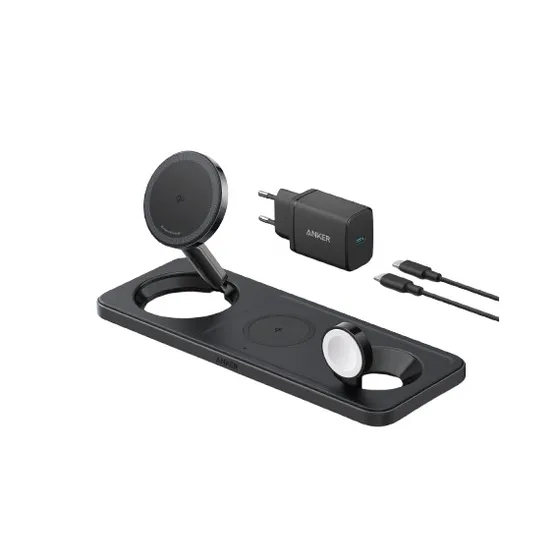 Anker MagGo Magnetic Wireless Charger 15W 3-in-1 Pad EU Plug Zwart