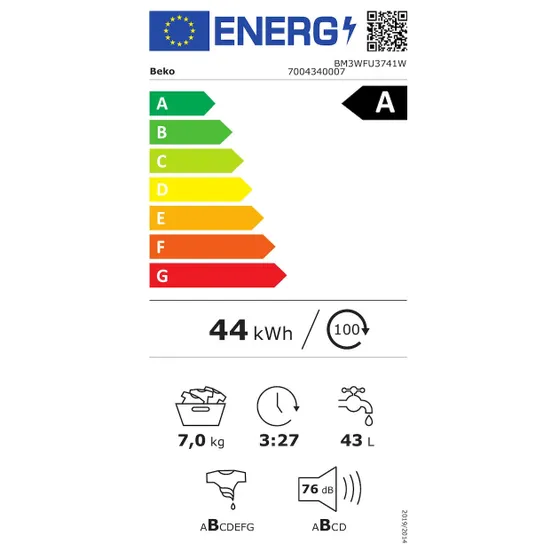Beko BM3WFU3741W EnergySpin Wit