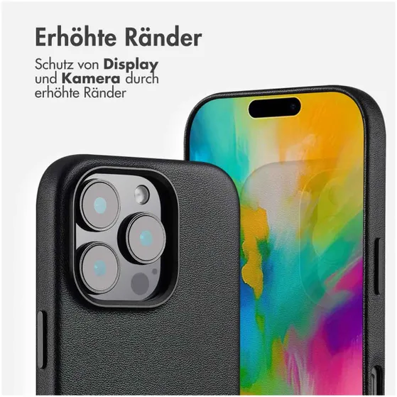 Accezz MagSafe Leather Backcover voor iPhone 16 Pro Zwart