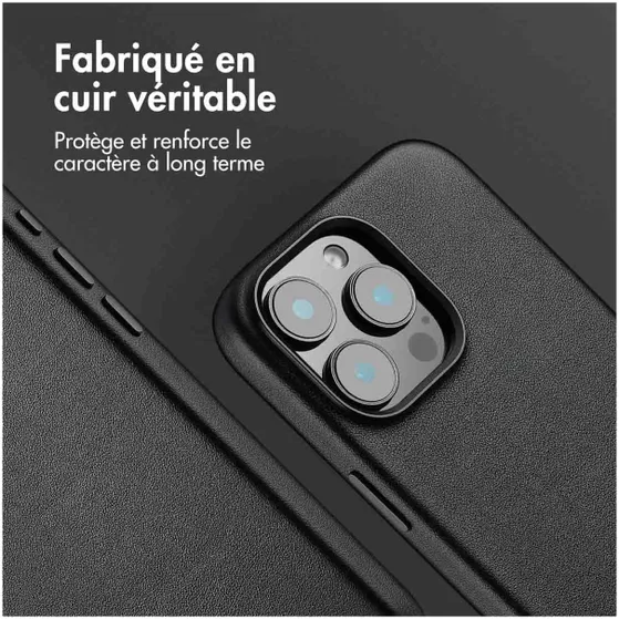 Accezz MagSafe Leather Backcover voor iPhone 16 Pro Max Zwart