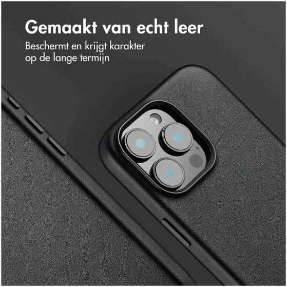 Accezz MagSafe Leather Backcover voor iPhone 16 Pro Max Zwart