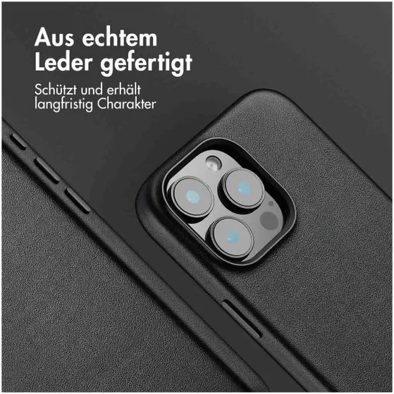 Accezz MagSafe Leather Backcover voor iPhone 16 Pro Max Zwart