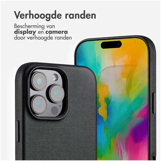 Accezz MagSafe Leather Backcover voor iPhone 16 Pro Max Zwart