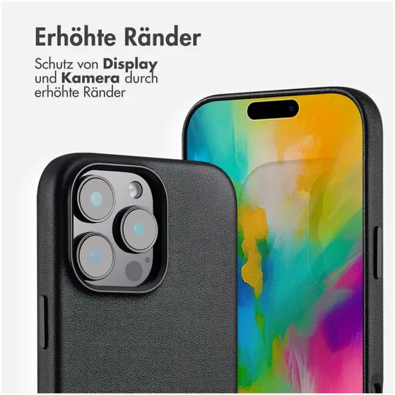 Accezz MagSafe Leather Backcover voor iPhone 16 Pro Max Zwart