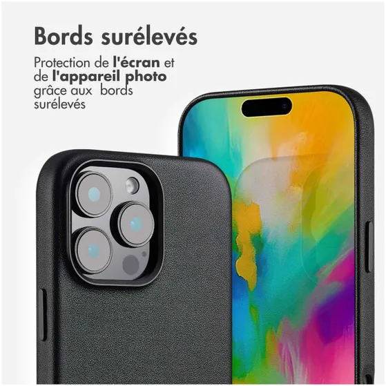 Accezz MagSafe Leather Backcover voor iPhone 16 Pro Max Zwart