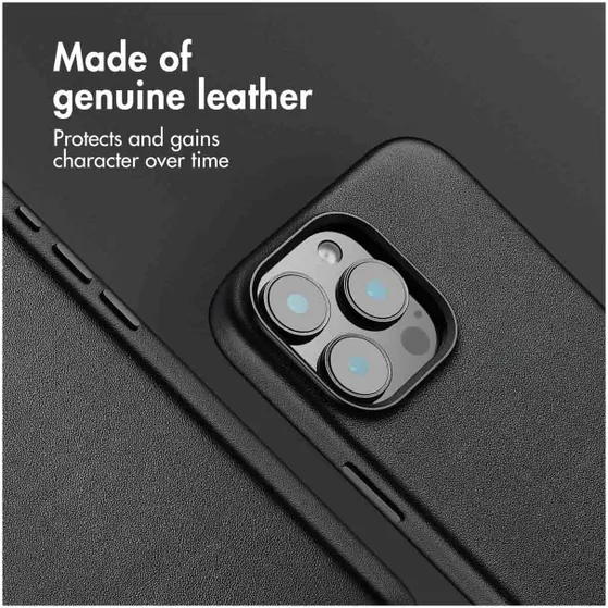 Accezz MagSafe Leather Backcover voor iPhone 16 Pro Max Zwart