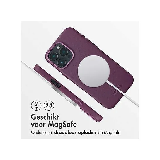 Accezz MagSafe Leather Backcover voor iPhone 16 Pro Max Paars