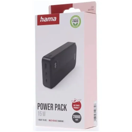 Hama Power Pack 20.000mAh 3 Uitgangen: 2X USB-C 1X USB-A Zwart