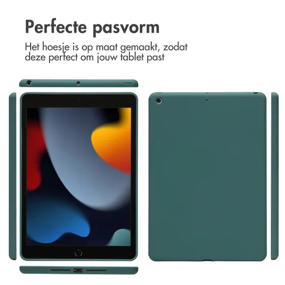 Accezz Liquid Silicone Backcover iPad 9 (2021) 10.2 inch/iPad 8 (2020) 10.2 inch/iPad 7 (2019) 10.2 inch Donkergroen