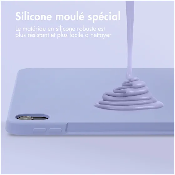 Accezz Liquid Silicone Backcover met penhouder iPad Air 5 (2022) / Air 4 (2020) Lila