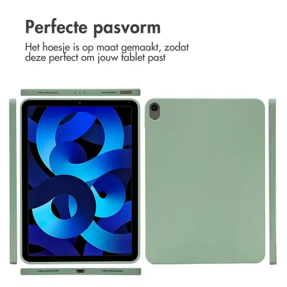 Accezz Liquid Silicone Backcover met penhouder iPad Air 5 (2022) / Air 4 (2020) Groen