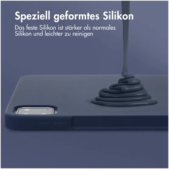 Accezz Liquid Silicone Backcover met penhouder iPad Pro 11 (2018 - 2022) Donkerblauw