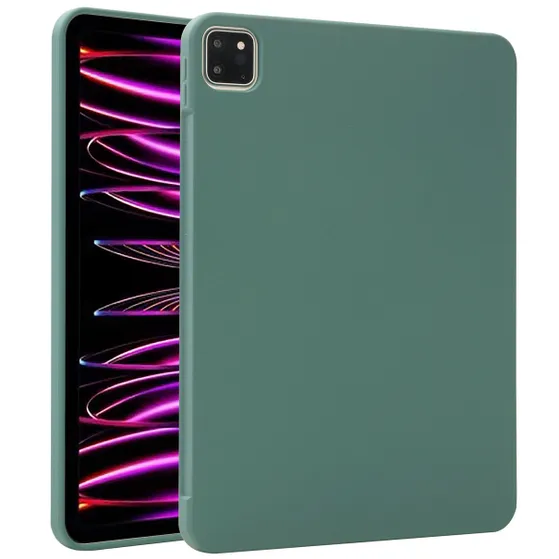 Accezz Liquid Silicone Backcover met penhouder iPad Pro 11 (2018 - 2022) Donkergroen