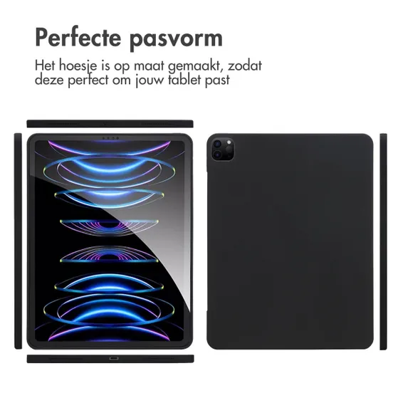 Accezz Liquid Silicone Backcover met penhouder iPad Pro 12.9 (2022) / Pro 12.9 (2021) / Pro 12.9 (2020) Zwart