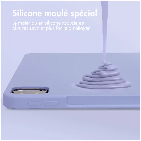 Accezz Liquid Silicone Backcover met penhouder iPad Pro 12.9 (2022) / Pro 12.9 (2021) / Pro 12.9 (2020) Lila