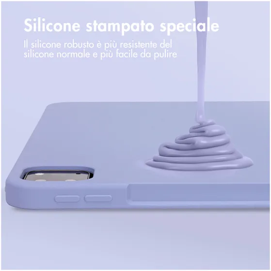 Accezz Liquid Silicone Backcover met penhouder iPad Pro 12.9 (2022) / Pro 12.9 (2021) / Pro 12.9 (2020) Lila