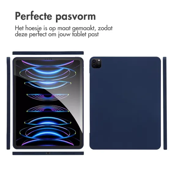 Accezz Liquid Silicone Backcover met penhouder iPad Pro 12.9 (2022) / Pro 12.9 (2021) / Pro 12.9 (2020) Donkerblauw