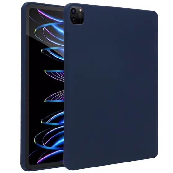 Accezz Liquid Silicone Backcover met penhouder iPad Pro 12.9 (2022) / Pro 12.9 (2021) / Pro 12.9 (2020) Donkerblauw