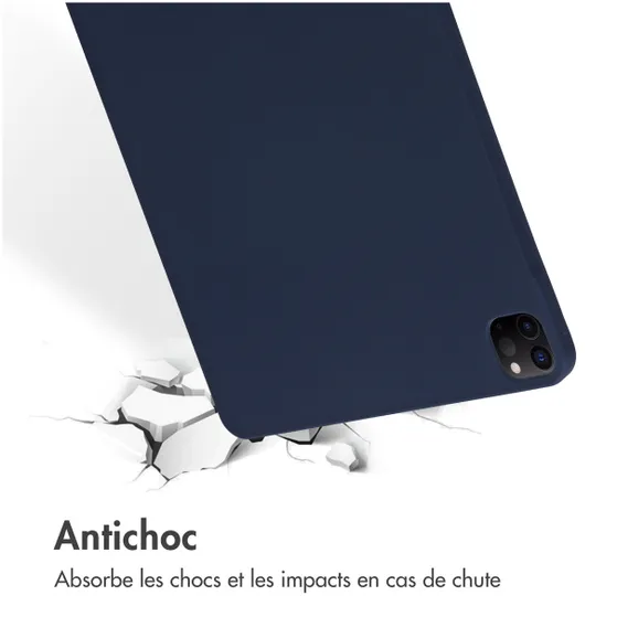 Accezz Liquid Silicone Backcover met penhouder iPad Pro 12.9 (2022) / Pro 12.9 (2021) / Pro 12.9 (2020) Donkerblauw