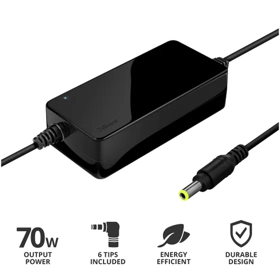 Trust Primo Universele 70W-laptopoplader Zwart