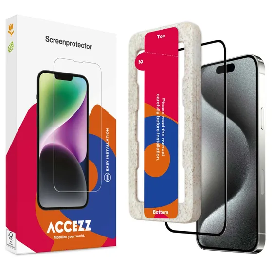 Accezz Gehard Glas Full Cover Screenprotector met applicator iPhone 15 Transparant