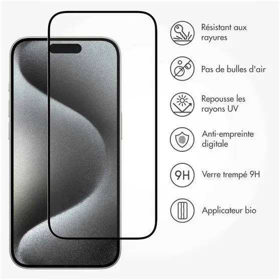 Accezz Gehard Glas Full Cover Screenprotector met applicator iPhone 15 Transparant