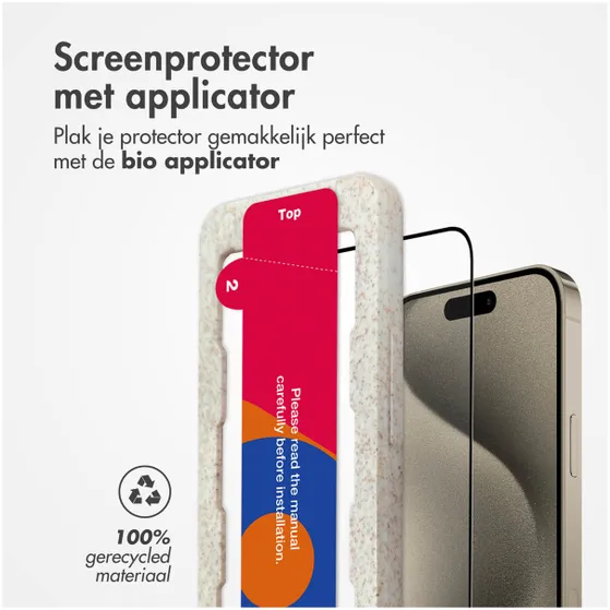 Accezz Gehard Glas Full Cover Screenprotector met applicator iPhone 15 Pro Transparant